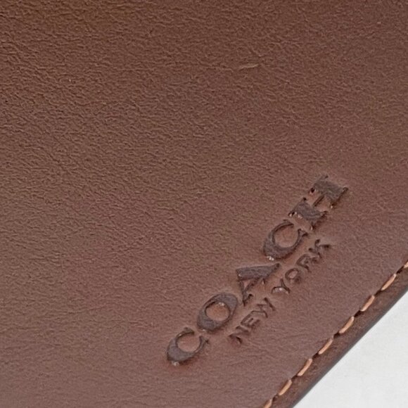 Coach Money Clip Card Case Mens Dark Saddle Leather C6702 Wallet Compact Slim - Picture 5 of 7